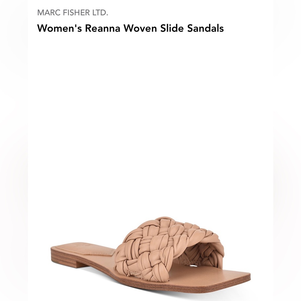 LIKE NEW - Marc Fisher LTD Reanna Leather Nude Woven Slide Sandals